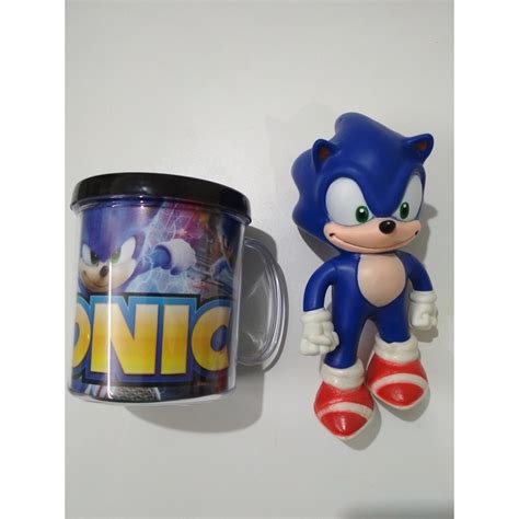 Boneco Sonic Cm Sega Cole O Caneca Ml Personalizada Escorrega