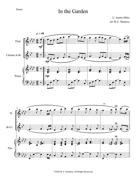 In The Garden Flute And Clarinet Duet With Piano Accompaniment Arr B C Dockery By C