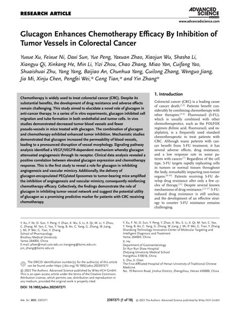 Pdf Glucagon Enhances Chemotherapy Efficacy By Inhibition Of Tumor