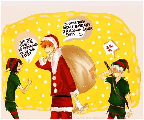 Lol Rukia Kuchiki Ichigo Kurosaki And Toshiro Hitsugaya From Bleach At Christmas All Anime