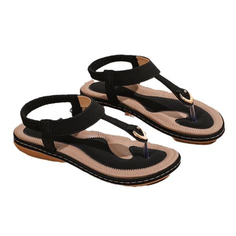 Zapatos Sandalias De Verano Para Mujeres Zapatilla Negro BLWOENS