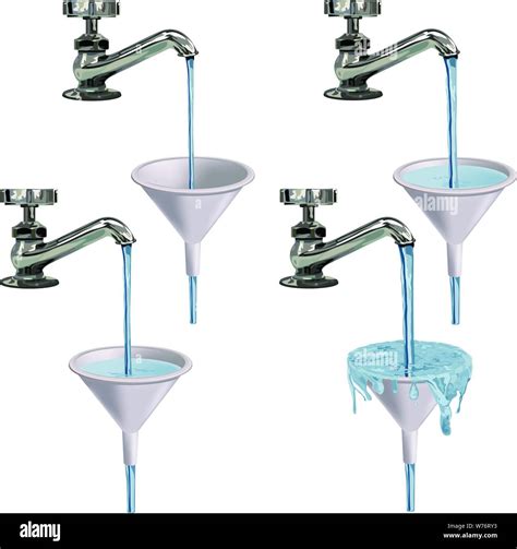 Water Streaming From A Tap Demonstrating Flow Rates As The Liquid Fills