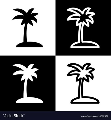 Coconut palm tree sign black and white Royalty Free Vector