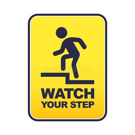 Yellow Sticker Caution Step Flat Vector Illustration Stock Vector Illustration Of Caution