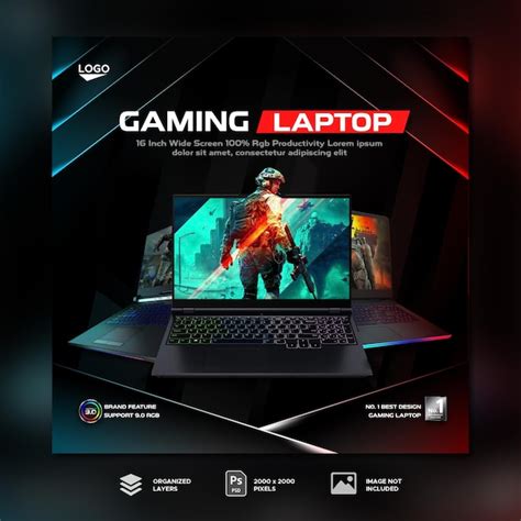 Premium PSD Gaming Laptop Product Sale Advertising Social Media Post