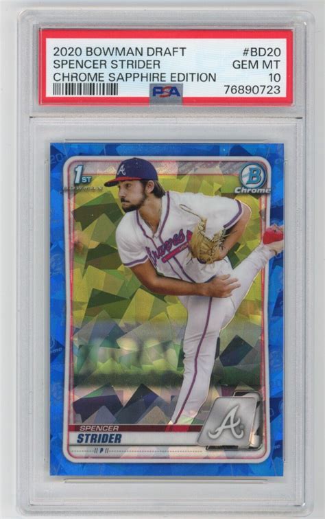 2020 BOWMAN DRAFT CHROME SAPPHIRE EDITION SPENCER STRIDER RC BRAVES PSA