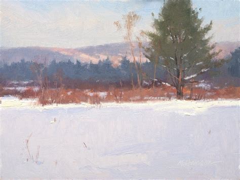 Winter Painting Evergreen Trees Hanson Winter Landscape Oil