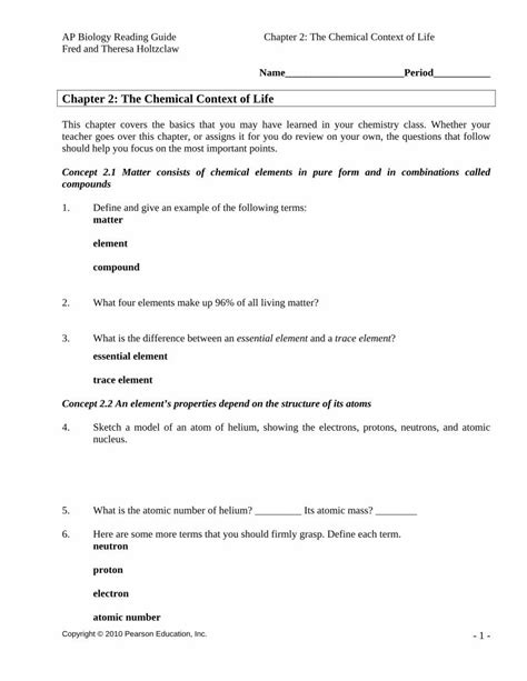 PDF Chapter 2 The Chemical Context Of Life Houstonisd Org AP