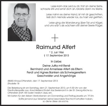 Traueranzeigen Von Raimund Alfert Trauer Ms