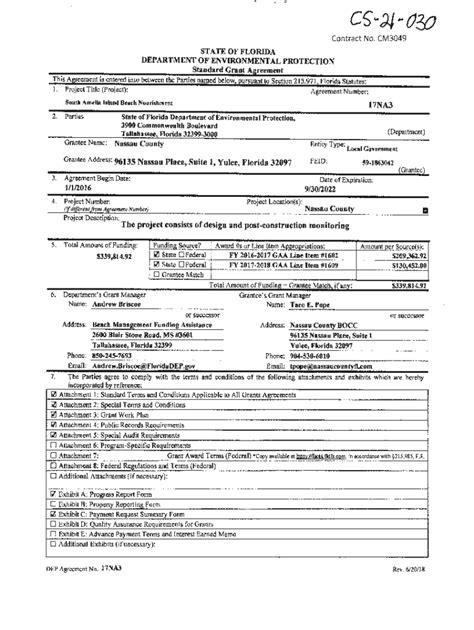 Fillable Online Grant Agreement Between Department Of Financial