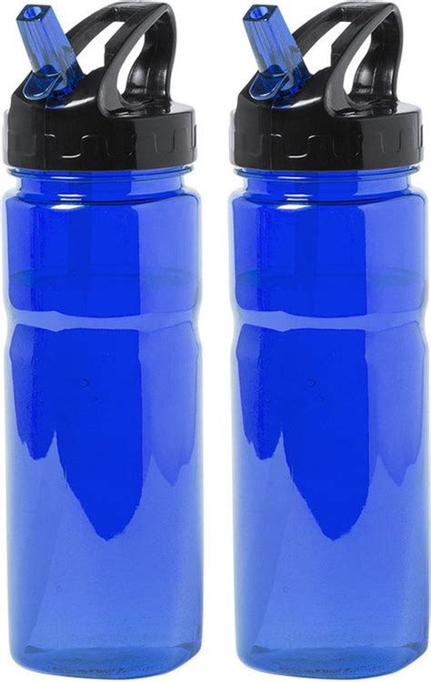 Waterfles Drinkfles Sportfles Bidon X Blauw Transparant