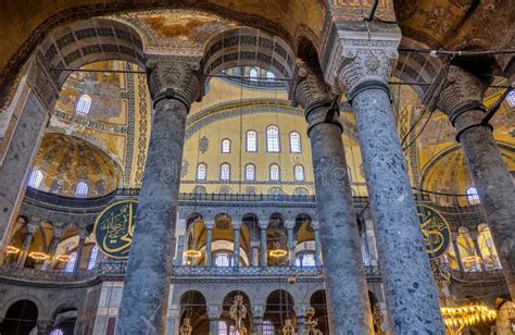 Interior Of Hagia Sophia Mosque And Byzantine Church In Istanbul Turkey