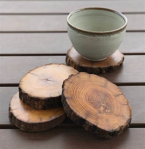 Natural Hardwood Drink Coasters Osage Orange Wood 4 Pack Etsy Wooden Coasters Diy Wood Log