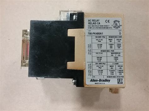 Allen Bradley 700 PK400A1 Master Control AC Relay SER D DIRECT DRIVE