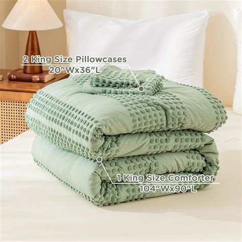 Litanika Sage Green Comforter King Size Boho Tufted Comforter With