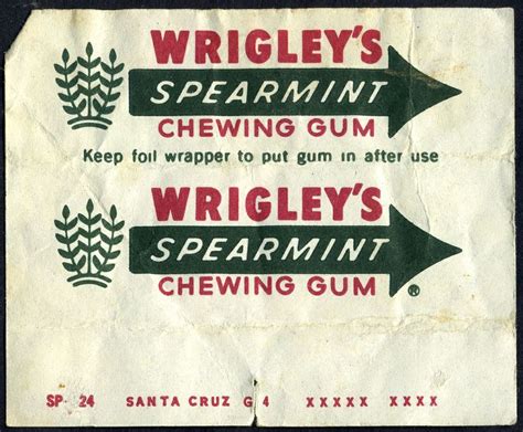 Wrigleys Spearmint Chewing Gum Wrapper 1970s Chewing Gum