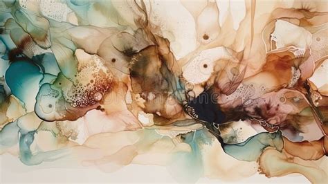 Luxury Abstract Fluid Art Painting In Alcohol Ink Technique Mixture Of