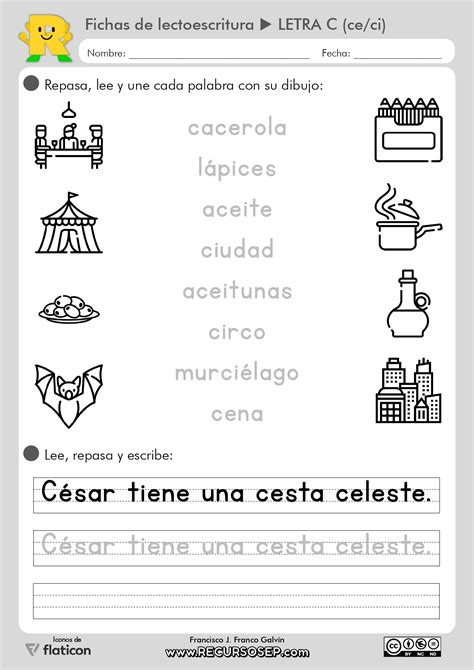 Fichas De Lectoescritura Letra C Ce Ci
