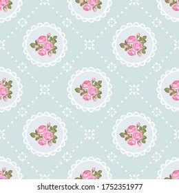 Shabby Chic Rose Seamless Pattern On Stock Vektorgrafik Lizenzfrei