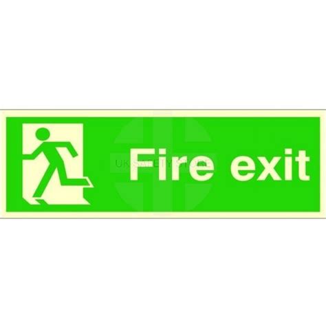 Extra Large Glow In The Dark Fire Exit Running Man Left Sign 900mm X 3