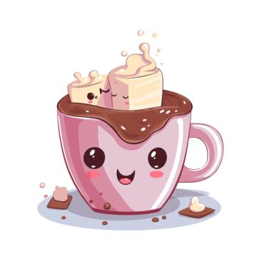 Hot Chocolate Clipart Cute Cup Of Cocoa With Marshmallows In It Cartoon Vector Hot Chocolate