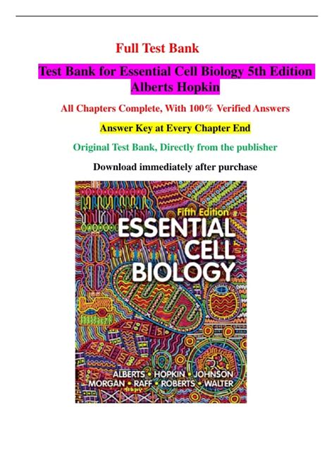 Test Bank For Essential Cell Biology Th Edition Alberts Hopkin Full