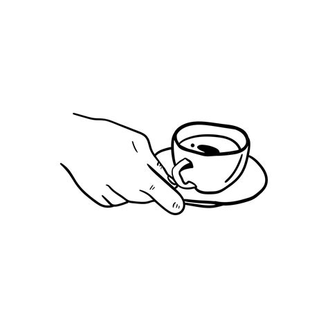 Premium Vector Hand Holding A Cup Of Coffee Icon Hand Drawn Line Art Of Hand Holding A Cup Of