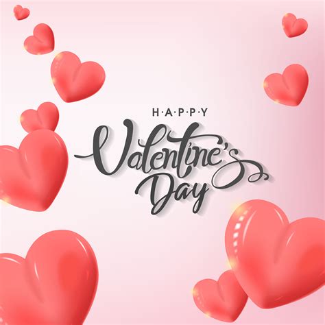 Happy Valentines Day Card With Glossy Hearts 693375 Vector Art At Vecteezy