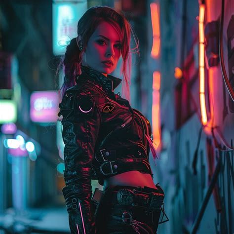 Premium Photo Photo Of A Cyberpunk Woman In Night City