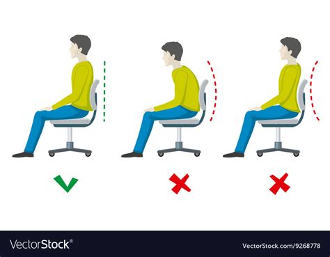 Wrong and right spine sitting posture Royalty Free Vector