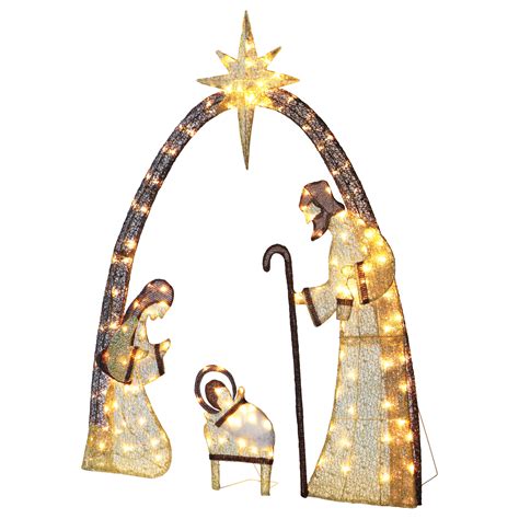 VEIKOUS 5ft Lighted Nativity Scene Outdoor Christmas Decor Indoor ...