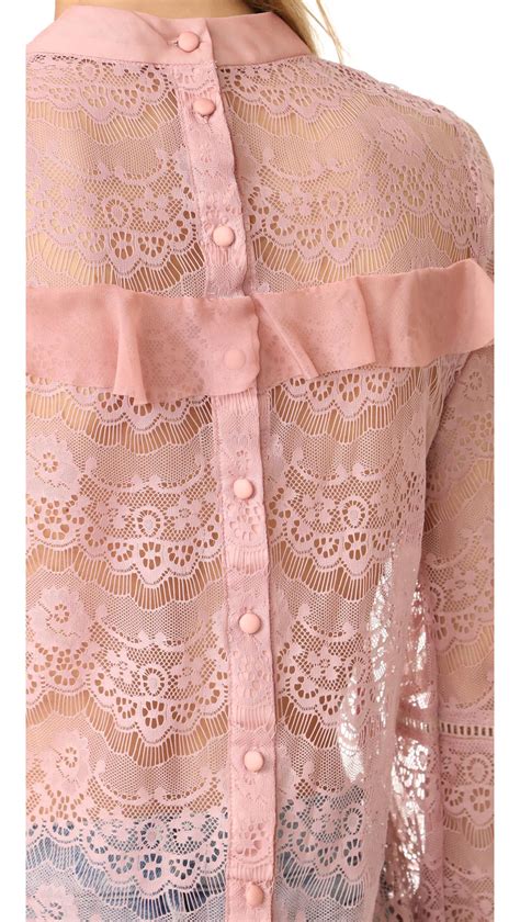 Glamorous Ruffle Lace Blouse In Dusty Pink Pink Lyst