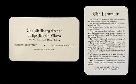 Preamble Wallet Size Military Order Of The World Wars