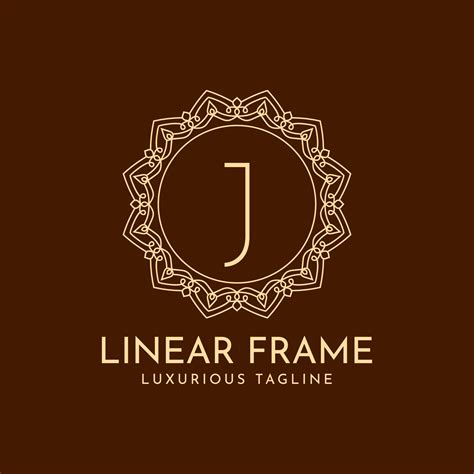 letter J minimalist circle frame linear luxury decoration vector logo ...