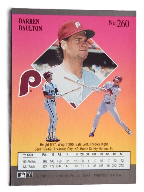 Darren Daulton 260 Fleer Ultra 1991 Baseball Card Philadelphia