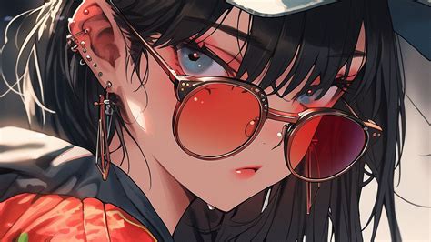 Wallpaper Girl Piercing Cap Sunglasses Style Anime Hd Picture Image