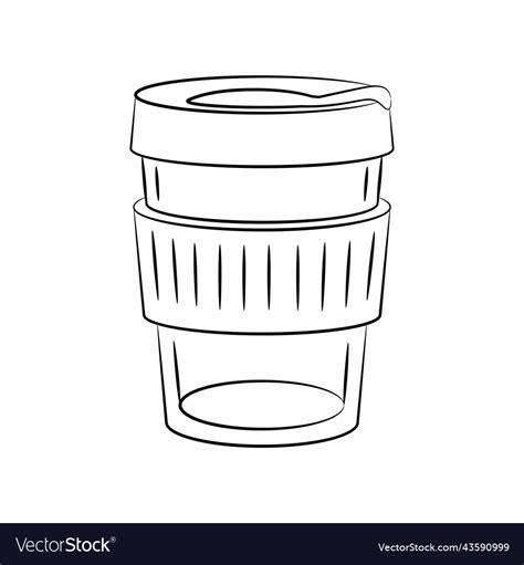 Reusable Coffee Cup Outline Black Icon Royalty Free Vector