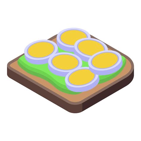 Icono de pan tostado de huevo cocido con aguacate vector isométrico Pan