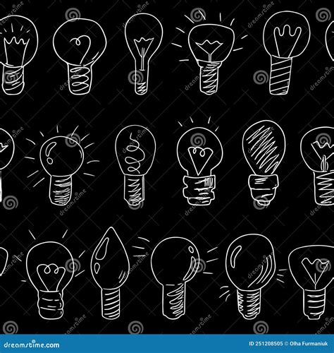 Doodle Lightbulbs Hand Drawn Electric Devices Backdrop Power Outage