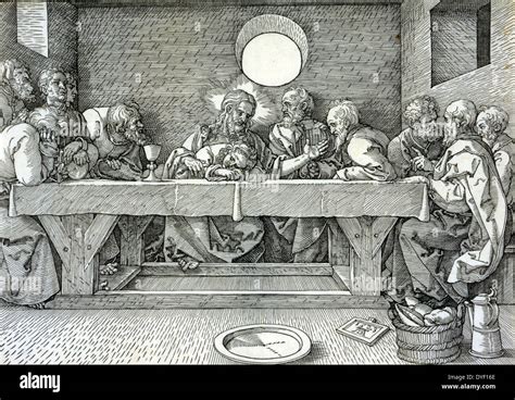 Engraving Durer Woodcut Bible Last Supper Apostles Jesus Christ Hi Res