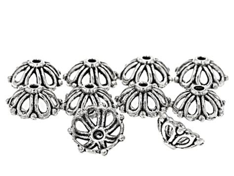 Antiqued Silver Tone Flower Texture Bead Caps Appx 13 5x6x1 3mm 10