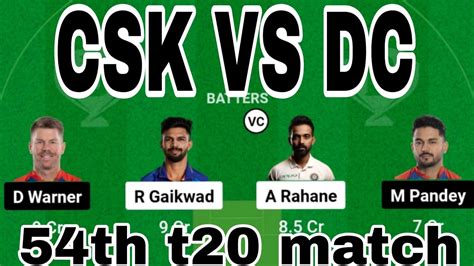 Csk Vs Dc Dream Team Csk Vs Dc Dream Prediction Today Match