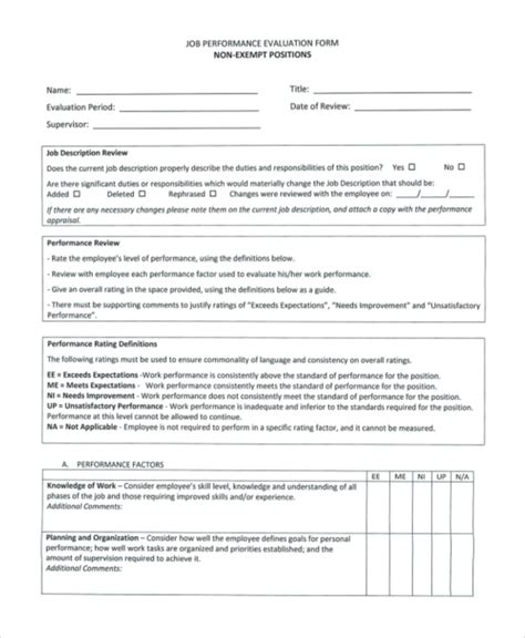 Free 12 Sample Job Performance Evaluation Forms In Pdf Ms Word Excel