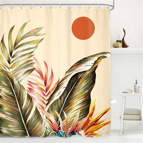 Amazon LGhtyro Tropical Plam Leaves Shower Curtain Bathroom Set