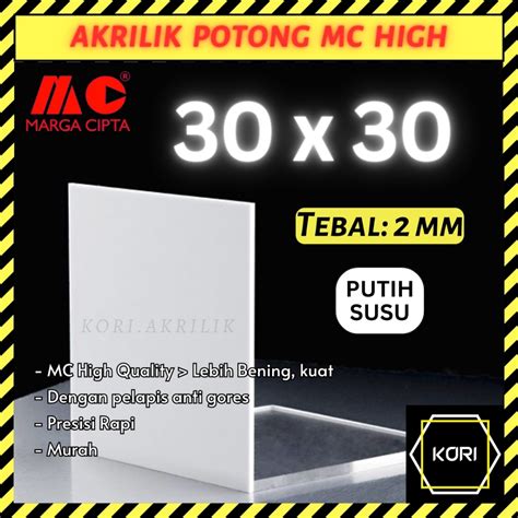 Jual Akrilik Lembaran 30x30 Cm 2 Mm Putih Susu MARGA CIPTA Neon Box