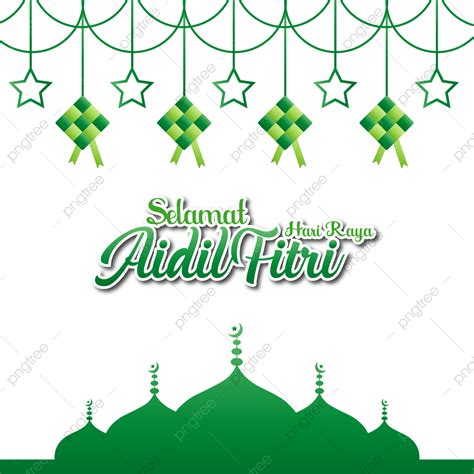 Gambar Kreatif Hari Raya Aidilfitri Dengan Elemen Vektor Masjid