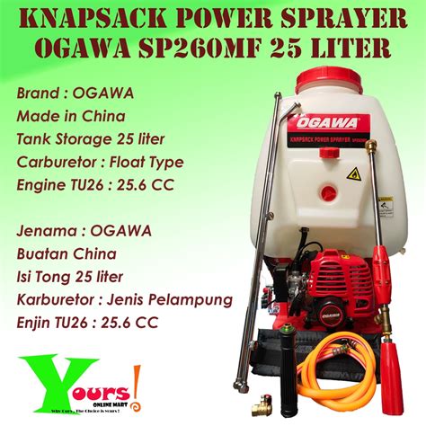 OGAWA KNAPSACK POWER SPRAYER MESIN PENYEMBUR ENJIN GALAS OGAWA