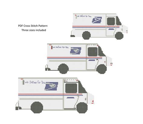 US Mail Service Truck, Mail Truck Pattern, Mail Truck Cross Stitch ...