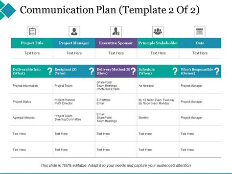 Communication Plan Principle Stakeholder Project Manager | PowerPoint ...