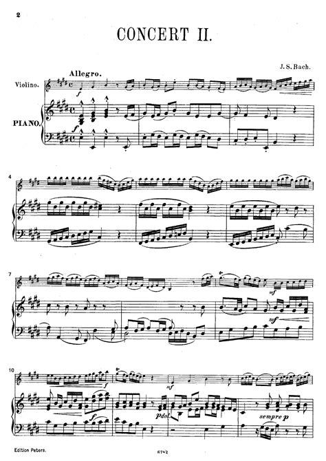 Bach Johann Sebastian Violin Concerto In E Major Bwv 1042 For